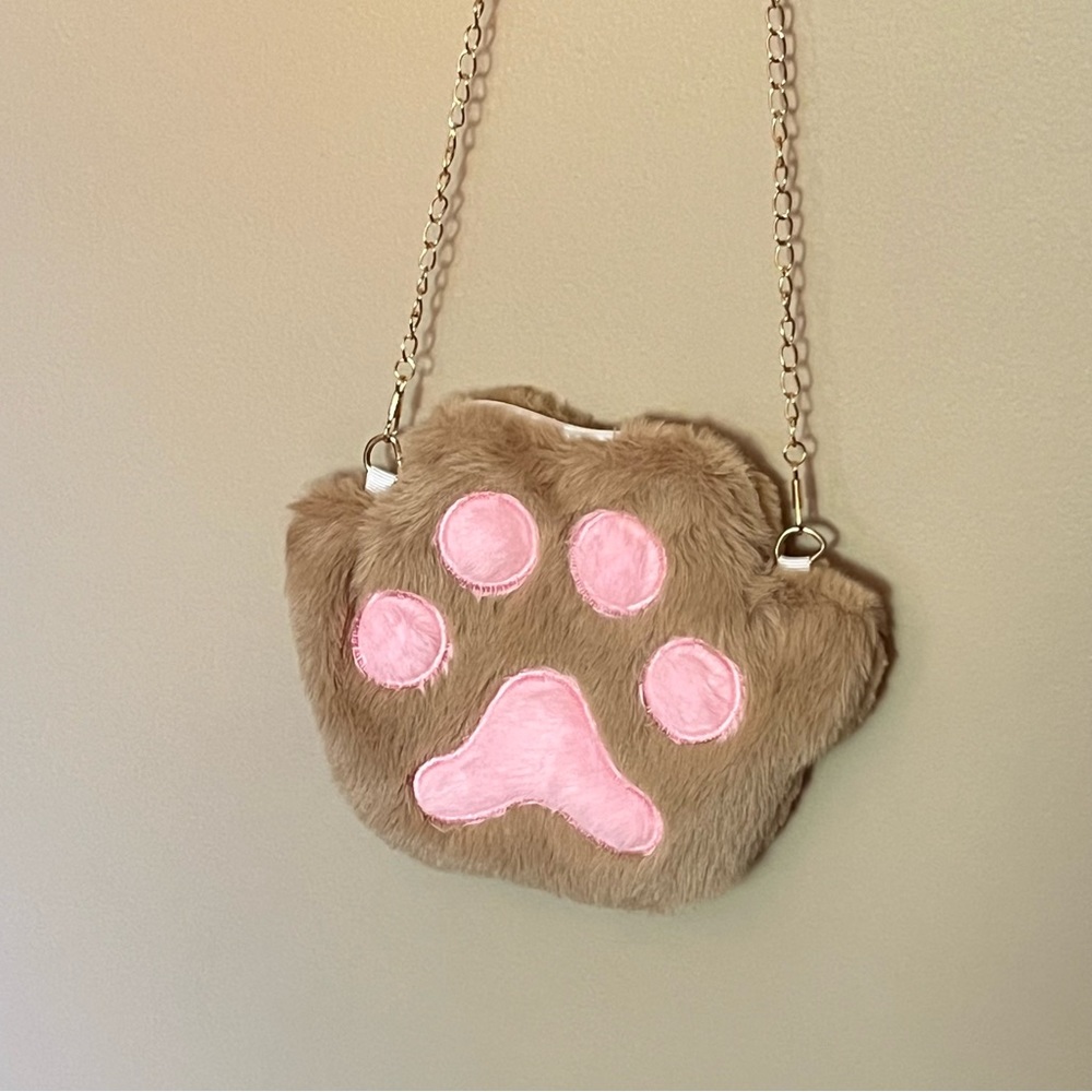Faux Fur Brown Paw Shaped Crossbody